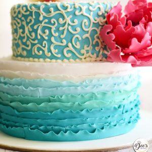 Blue And Pink Wedding Cake