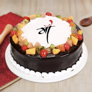 Chocolate and fruit photo cake