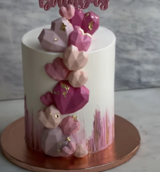 Geometric Hearts cake