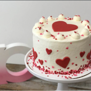 Heart confetti cake