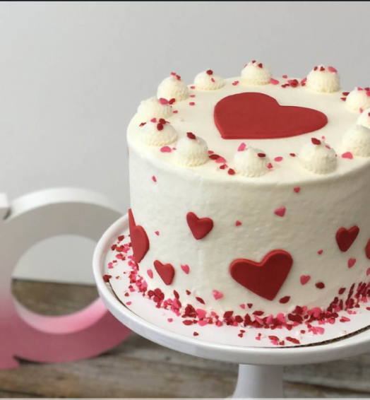 Heart confetti cake