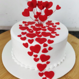 Standing hearts anniversary cake