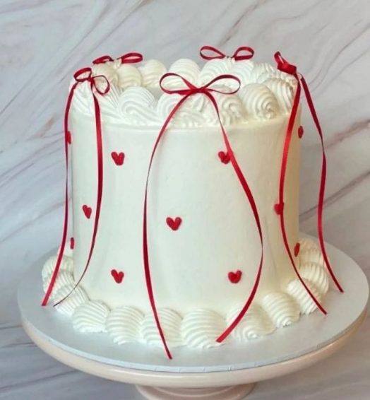 White and red vintage cake